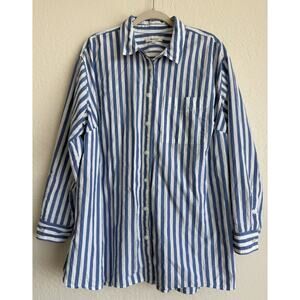 Madewell Blue White Stripe Button Front Shirt Women’s 1X Long Sleeve Cotton